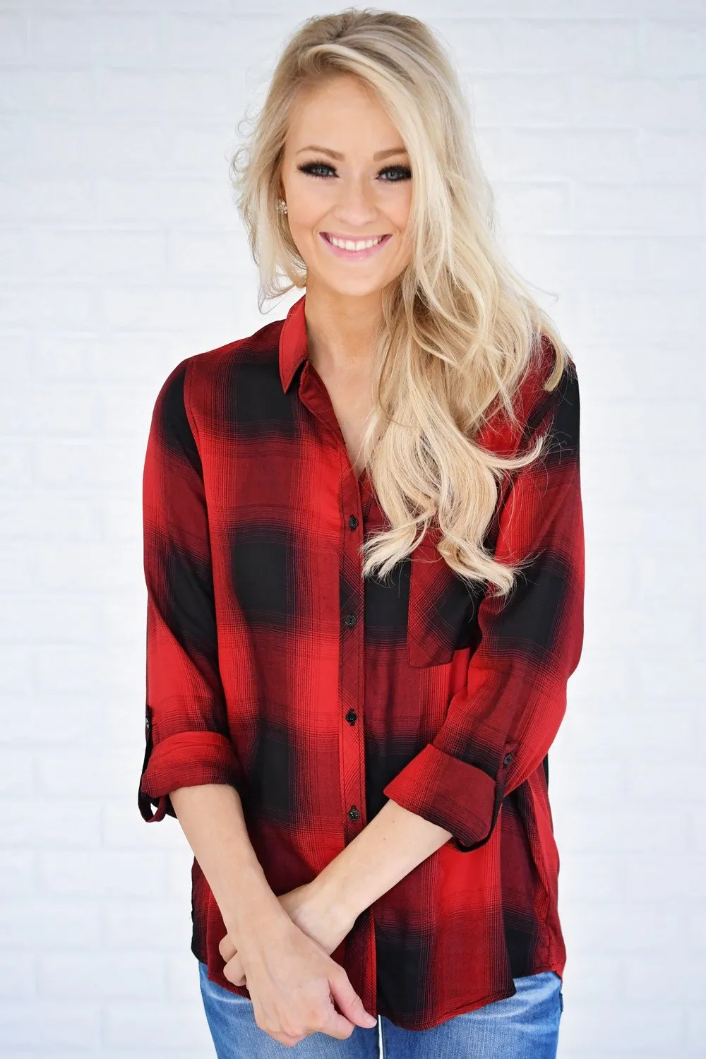 Buffalo Plaid Button Up Top