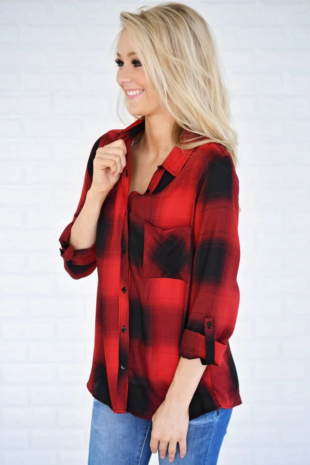 Buffalo Plaid Button Up Top