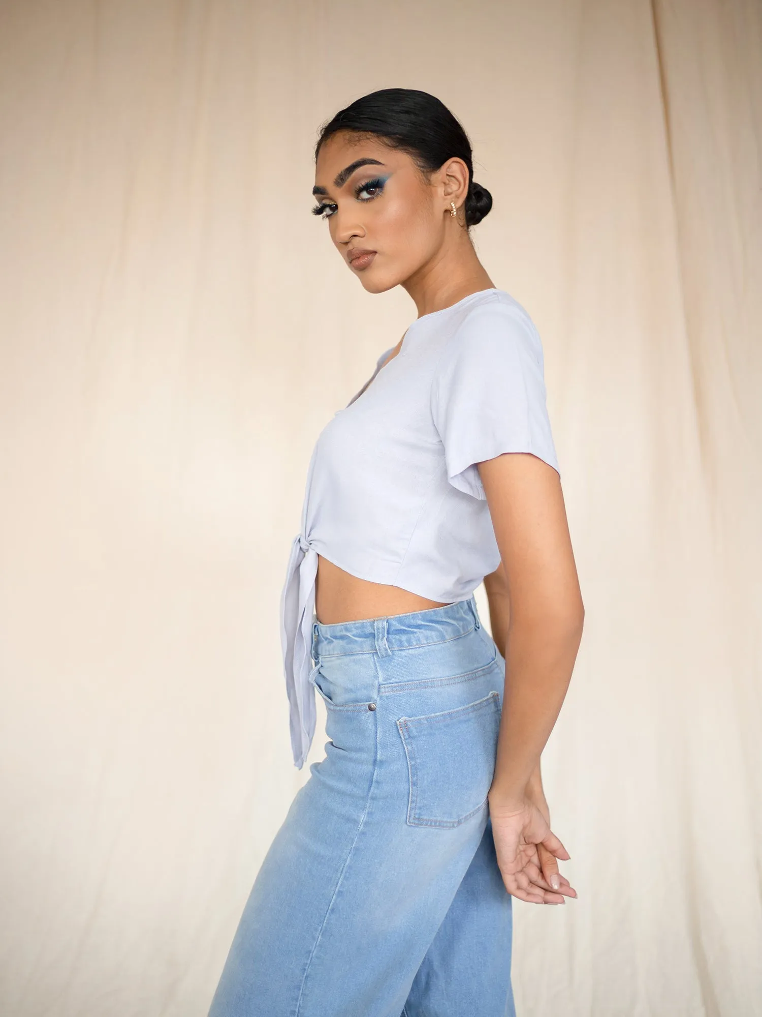 Button Down Front Tie Up Top