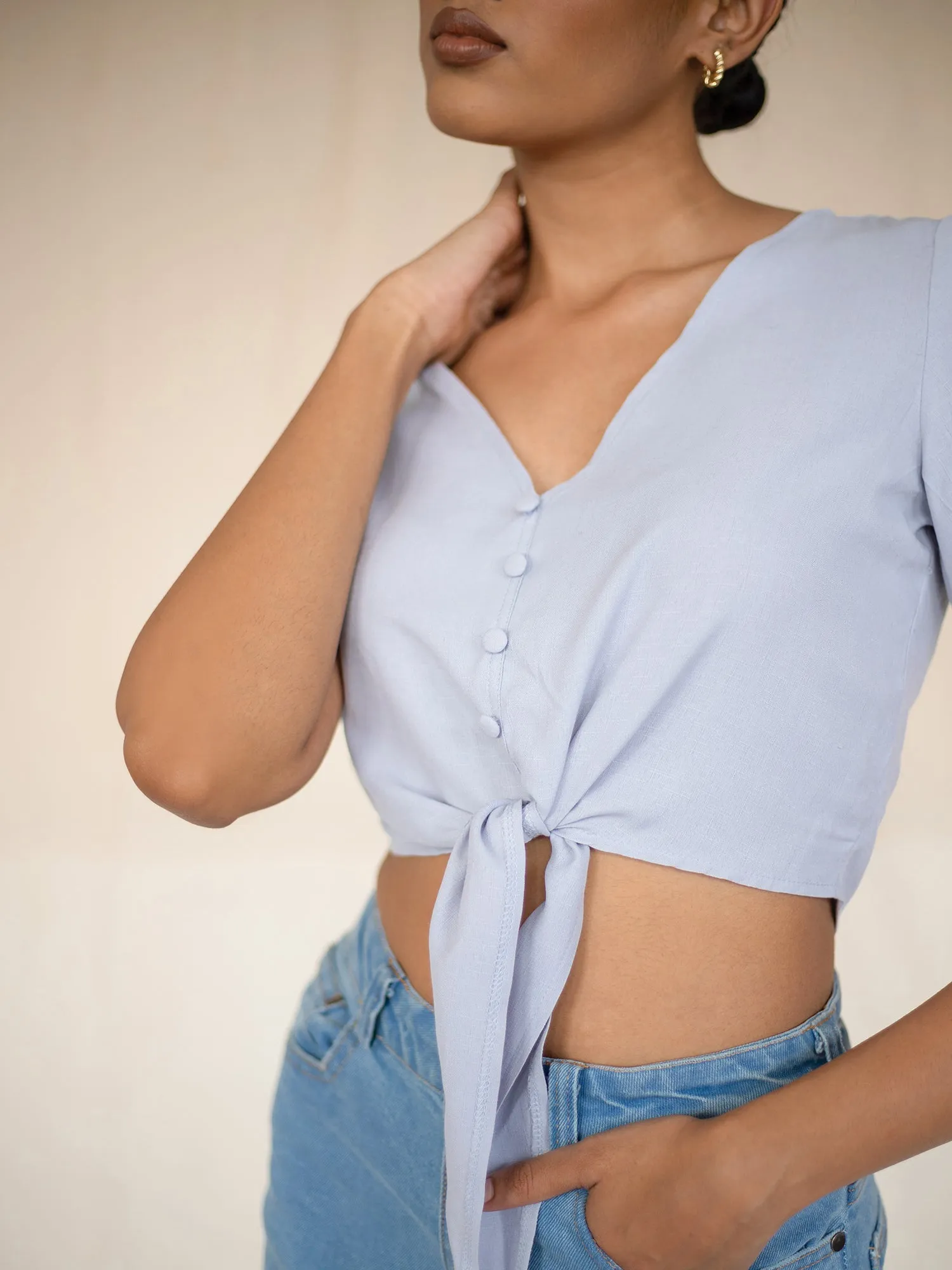 Button Down Front Tie Up Top