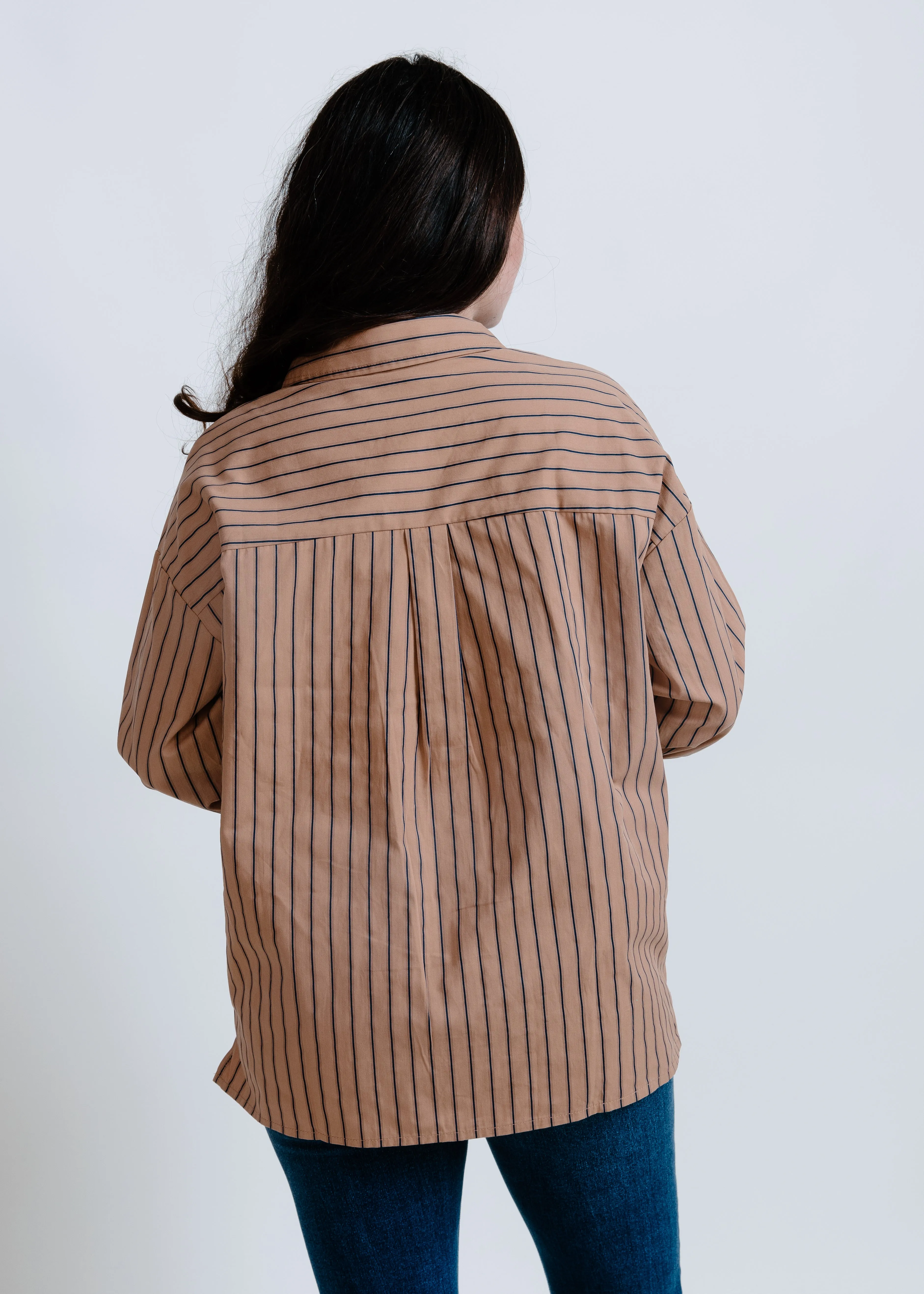 Carrie Striped Button Down Top