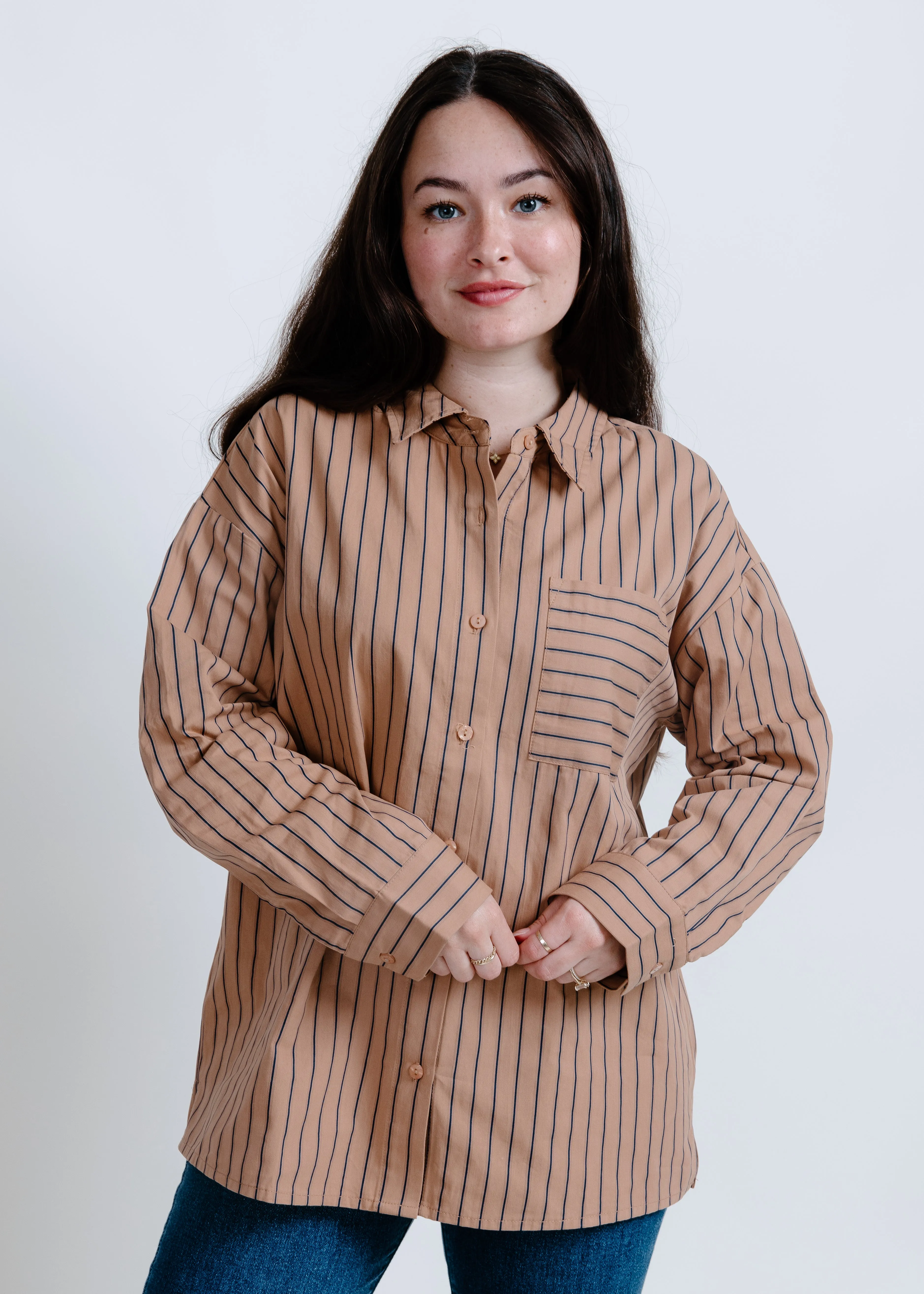 Carrie Striped Button Down Top