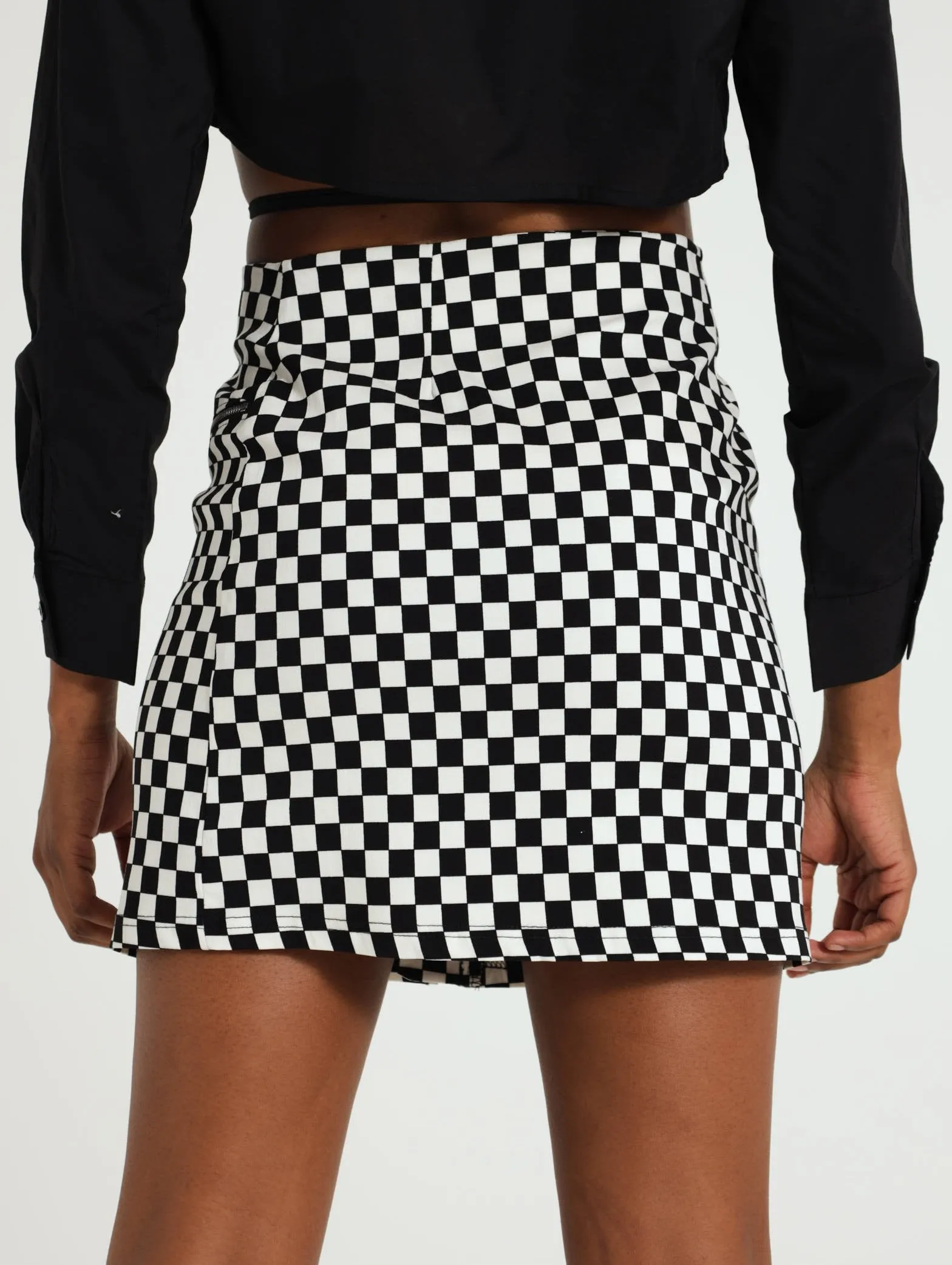 Checkerboard Mini Skirt - Black