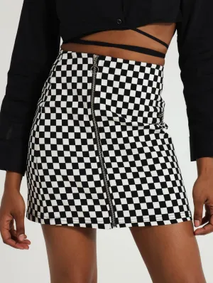 Checkerboard Mini Skirt - Black
