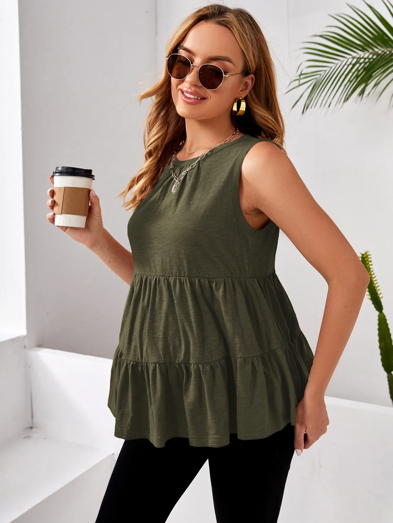 Cherry Vibes: Top tank peplum para mamás en