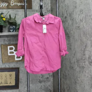 Christopher & Banks Womens Petite Roll Tab Button Up Shirt 4080