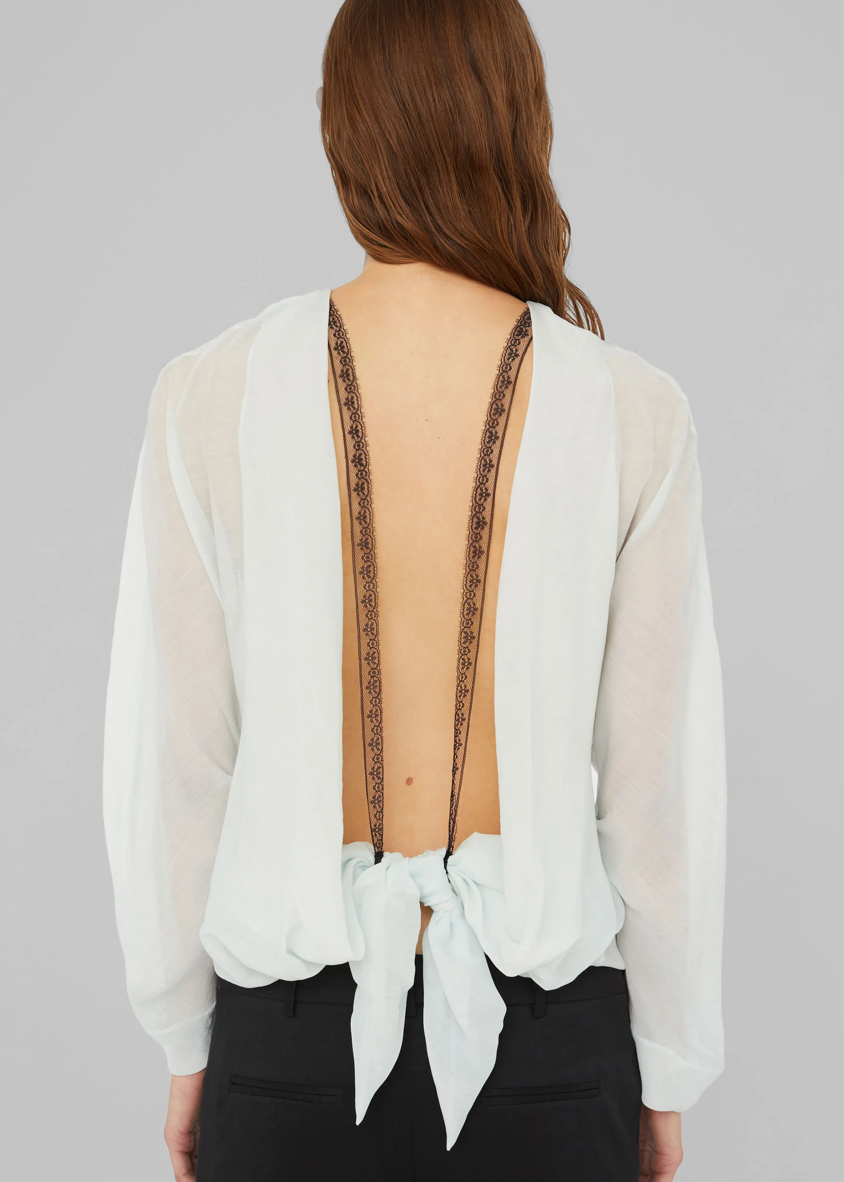 Christopher Esber Latticed Lace Shrug Top - Clear Blue