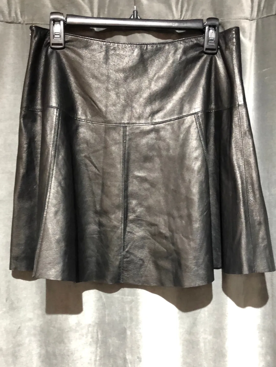 Club Monaco Black Faux Leather Flare Mini Skirt