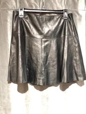 Club Monaco Black Faux Leather Flare Mini Skirt
