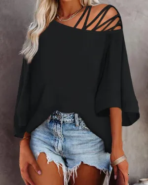 Cold Shoulder Bell Sleeve Top