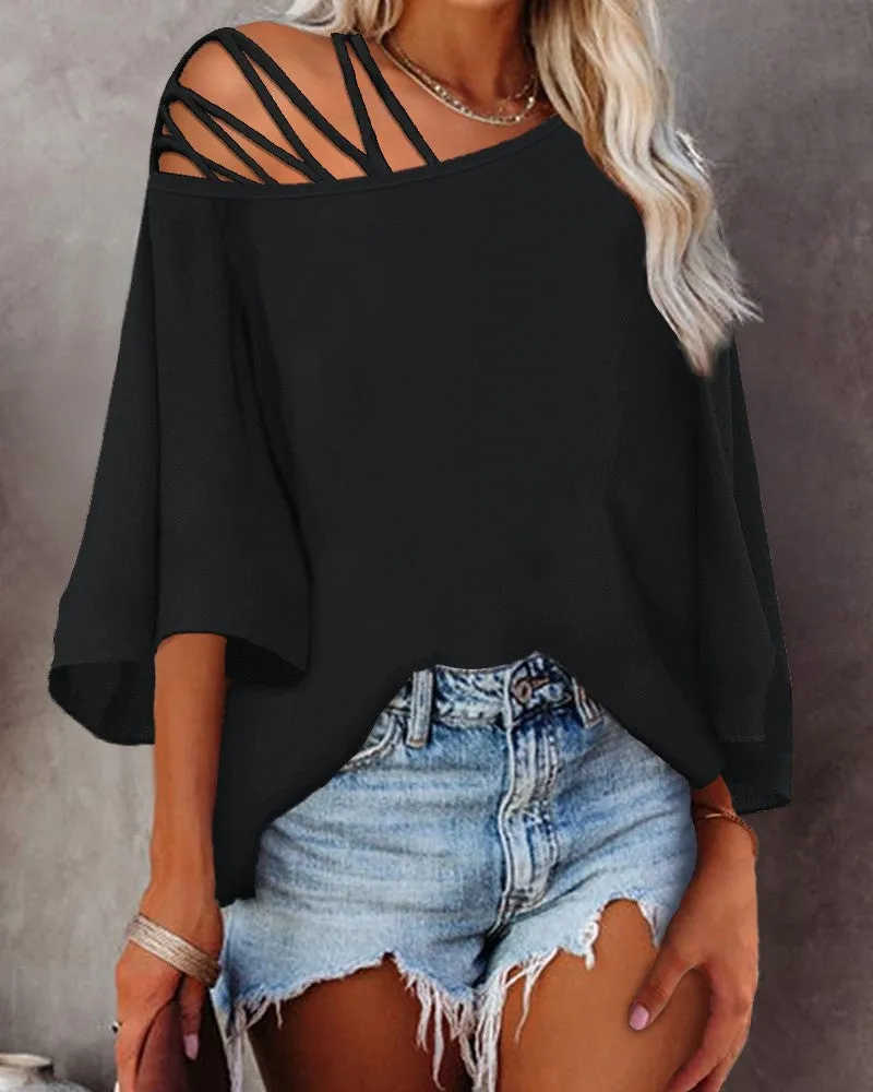 Cold Shoulder Bell Sleeve Top