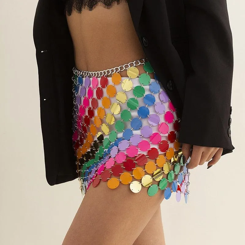Colorful Sequins Mini Skirts