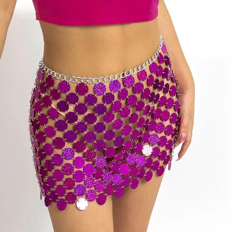 Colorful Sequins Mini Skirts