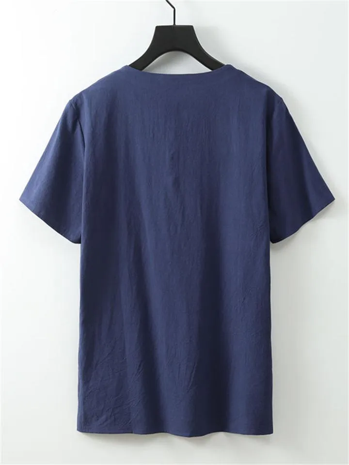 Comfy Two-Piece Outfit Front Button Short Sleeve T-Shirt   Drawstring Waistband Pants
