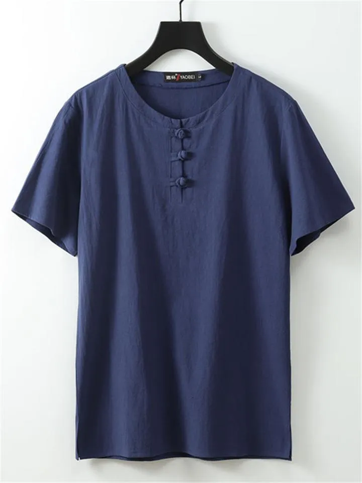 Comfy Two-Piece Outfit Front Button Short Sleeve T-Shirt   Drawstring Waistband Pants