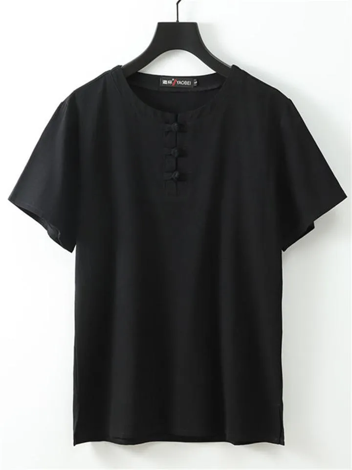 Comfy Two-Piece Outfit Front Button Short Sleeve T-Shirt   Drawstring Waistband Pants