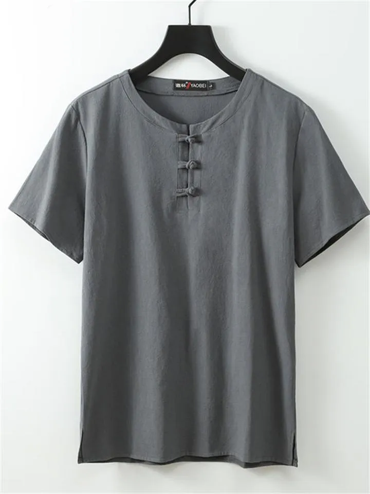 Comfy Two-Piece Outfit Front Button Short Sleeve T-Shirt   Drawstring Waistband Pants
