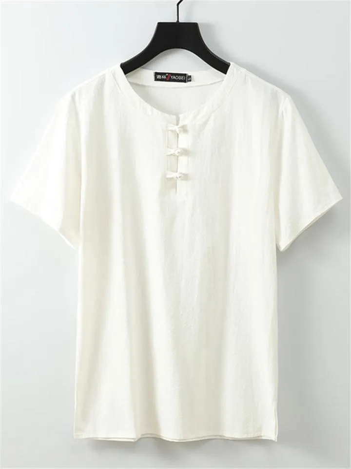 Comfy Two-Piece Outfit Front Button Short Sleeve T-Shirt   Drawstring Waistband Pants