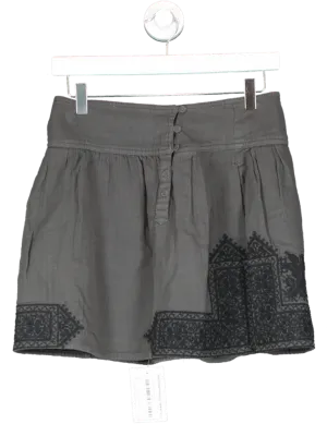 Comptoir Des Cotonniers Grey Cotton Mini Skirt With Embroidered Detail UK 6