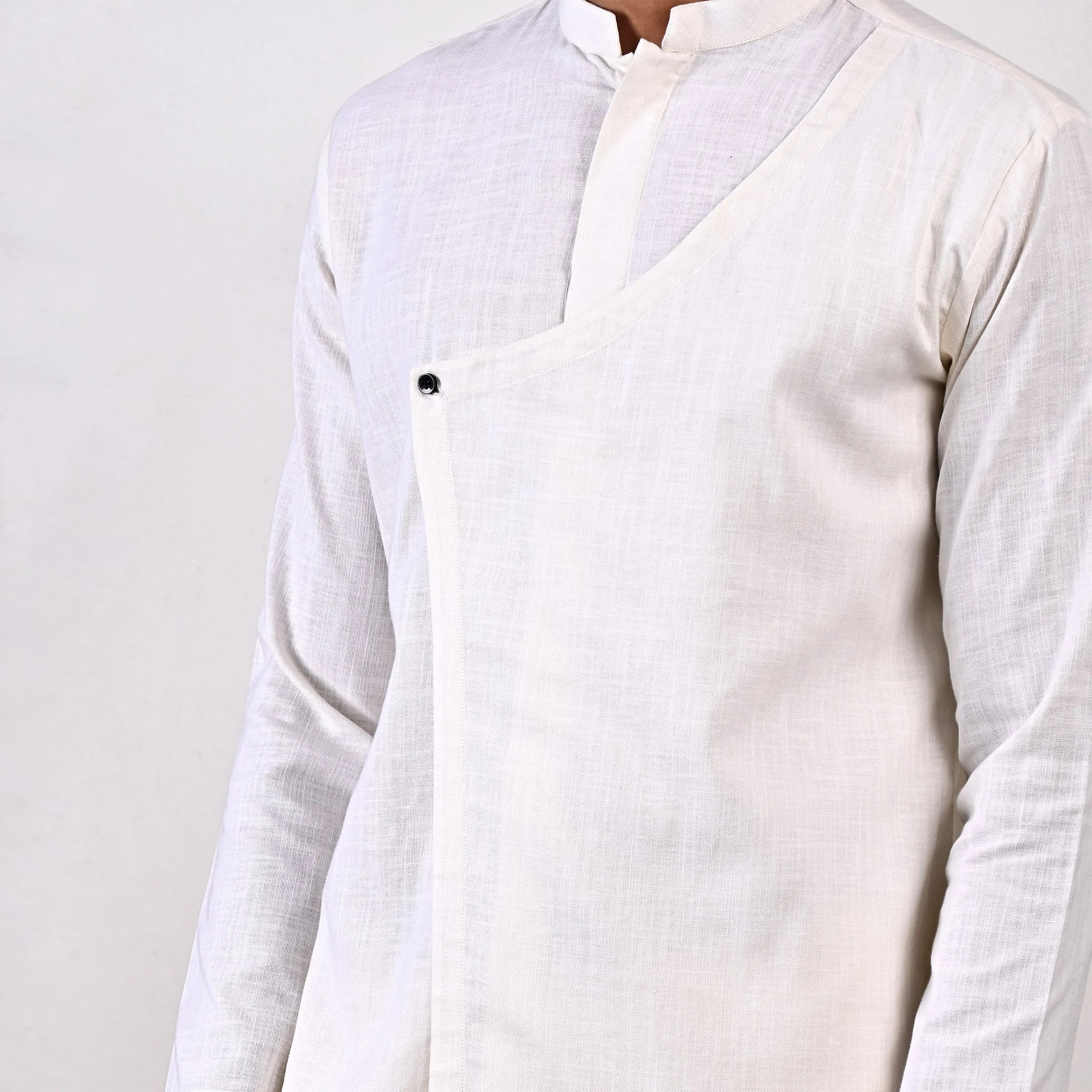 Conall - Off White Asymmetrical Short Kurta Set