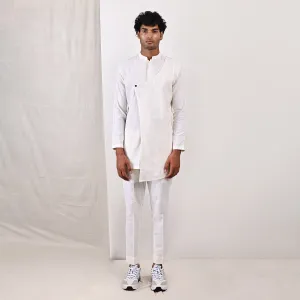Conall - Off White Asymmetrical Short Kurta Set