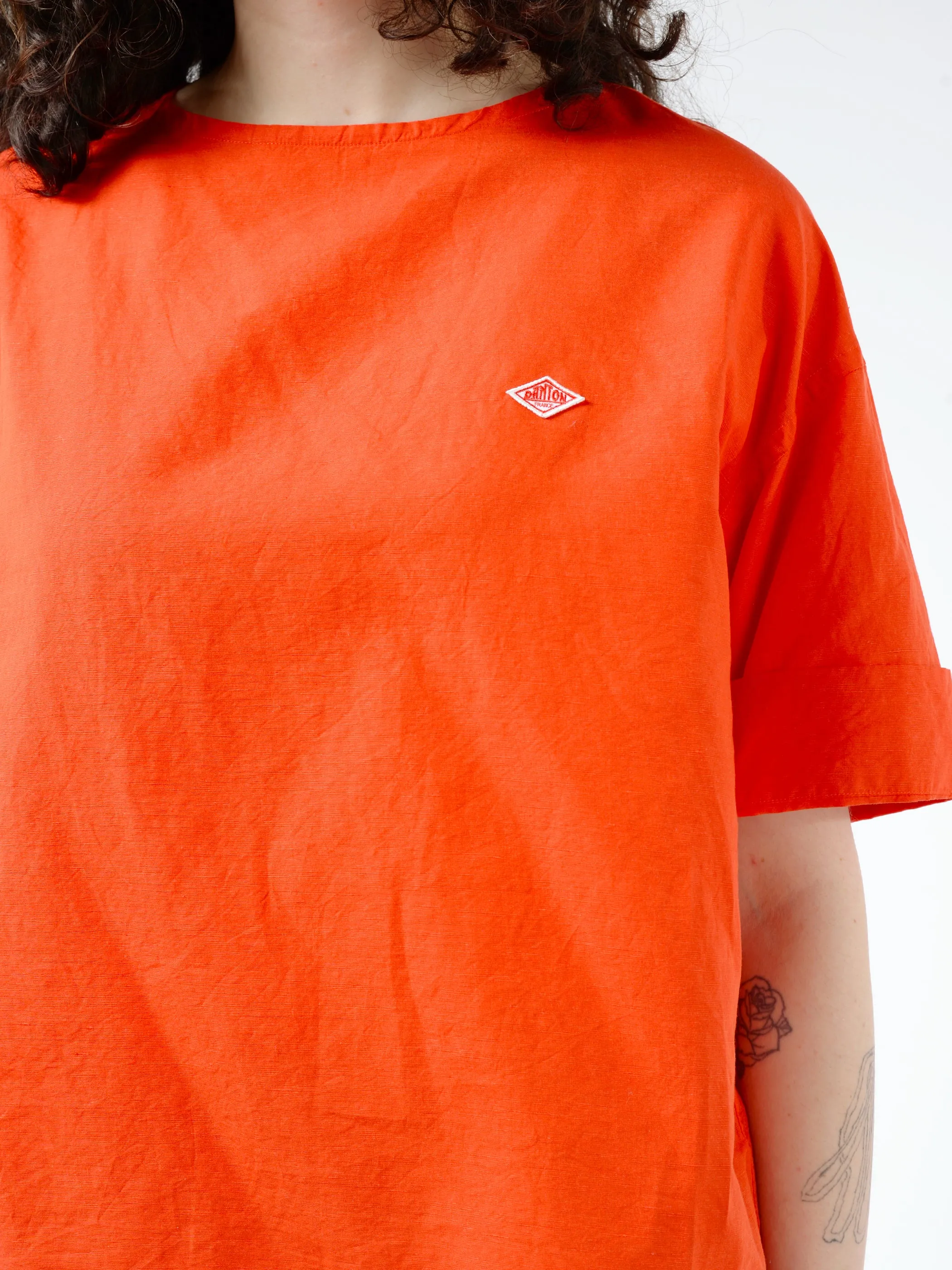 Cotton Linen Collarless Pullover Shirt