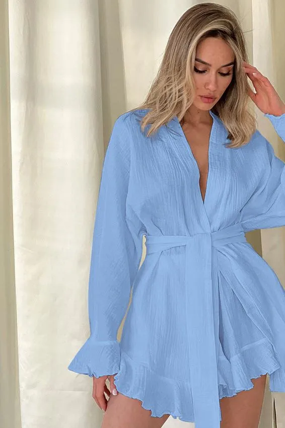 Crepe cotton shirt pajama dress