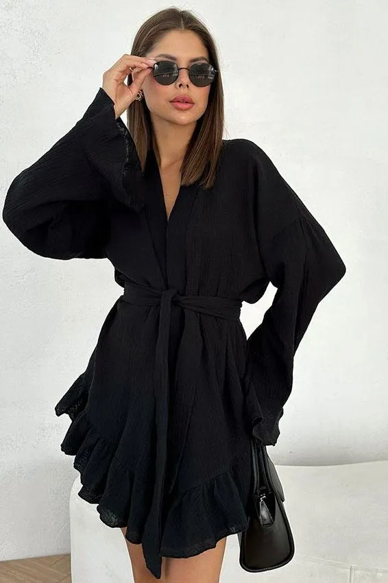 Crepe cotton shirt pajama dress
