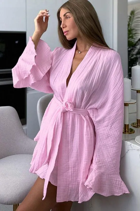 Crepe cotton shirt pajama dress