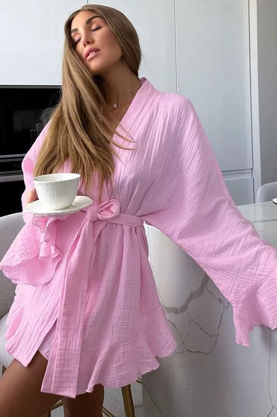 Crepe cotton shirt pajama dress