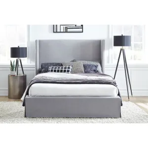 Cresta Skirted Footboard Storage Panel Bed in Fog