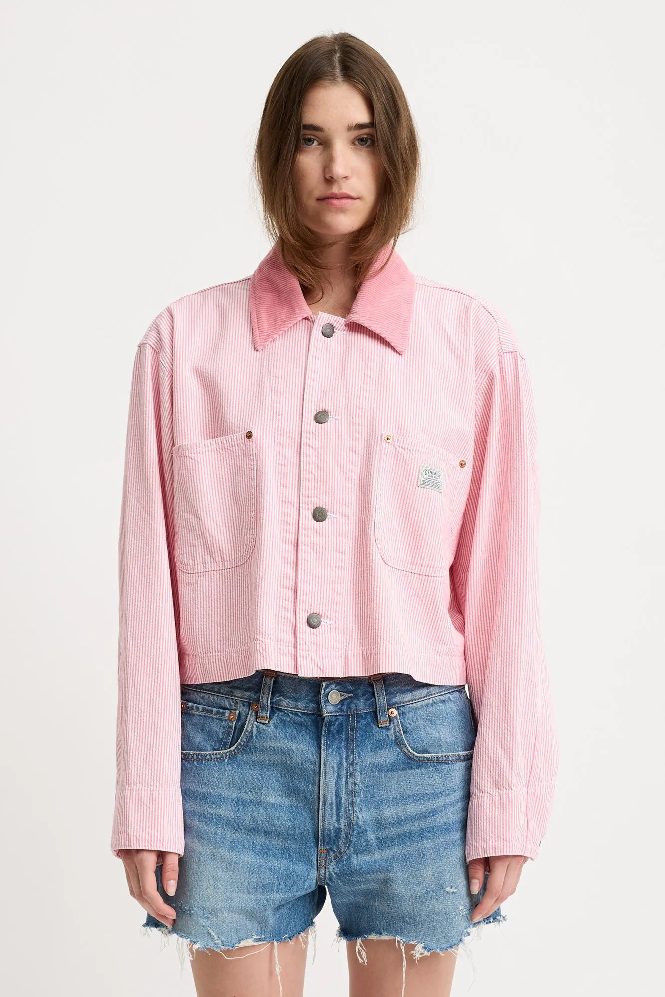 Cropped Chore Jacket - Railroad Vivid Pink