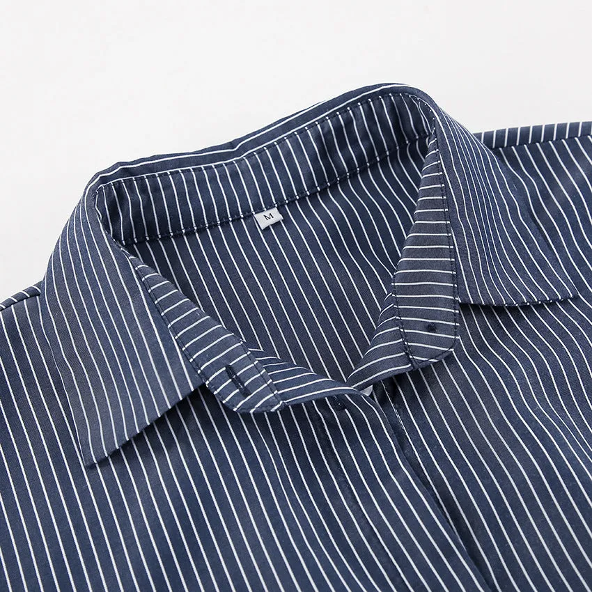 Cropped Lace-Up Striped Blouse Commuter Top Wholesale Womens Clothing N3824081300005