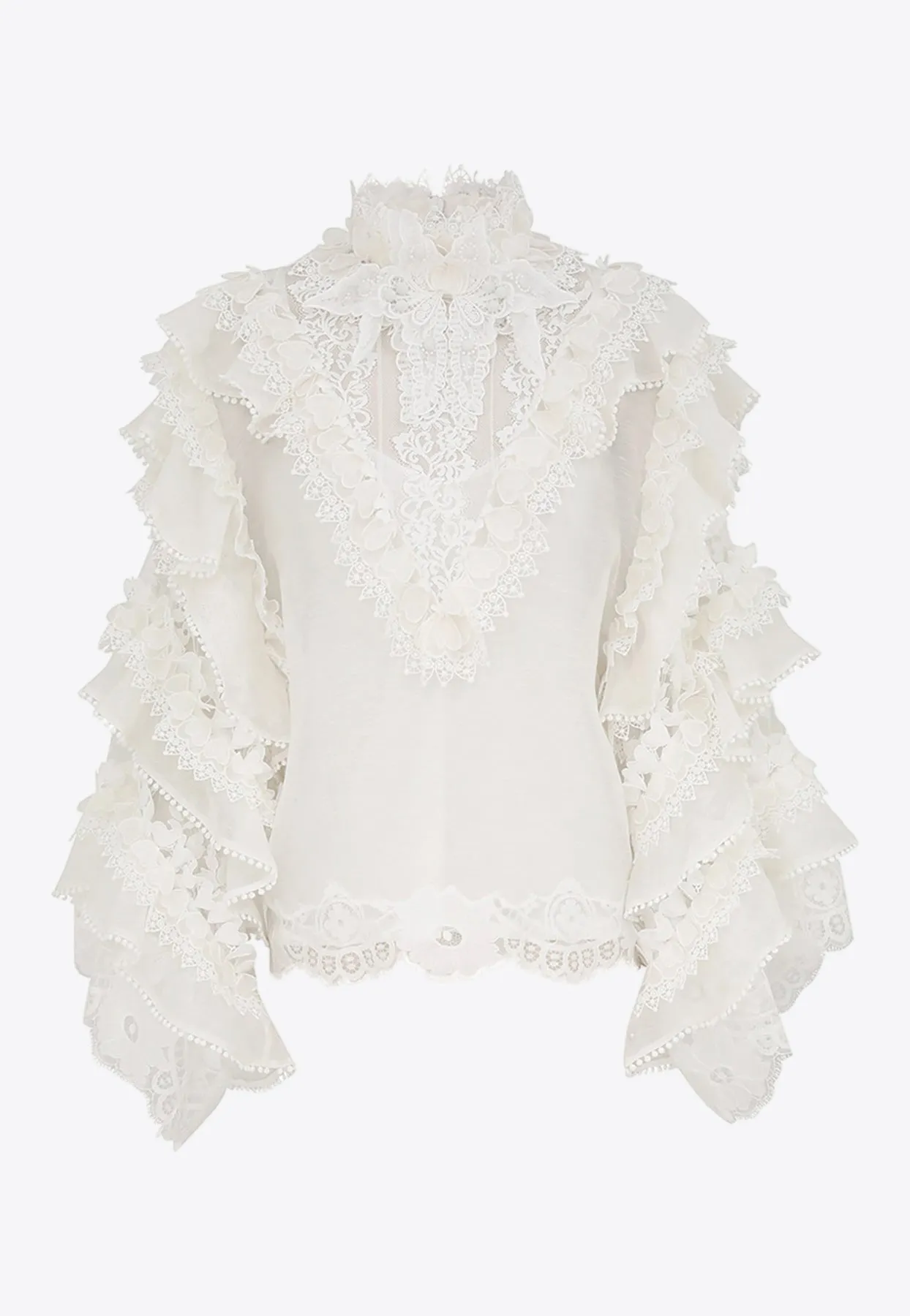 Crush Heart Lace-Trimmed Blouse