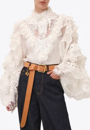 Crush Heart Lace-Trimmed Blouse