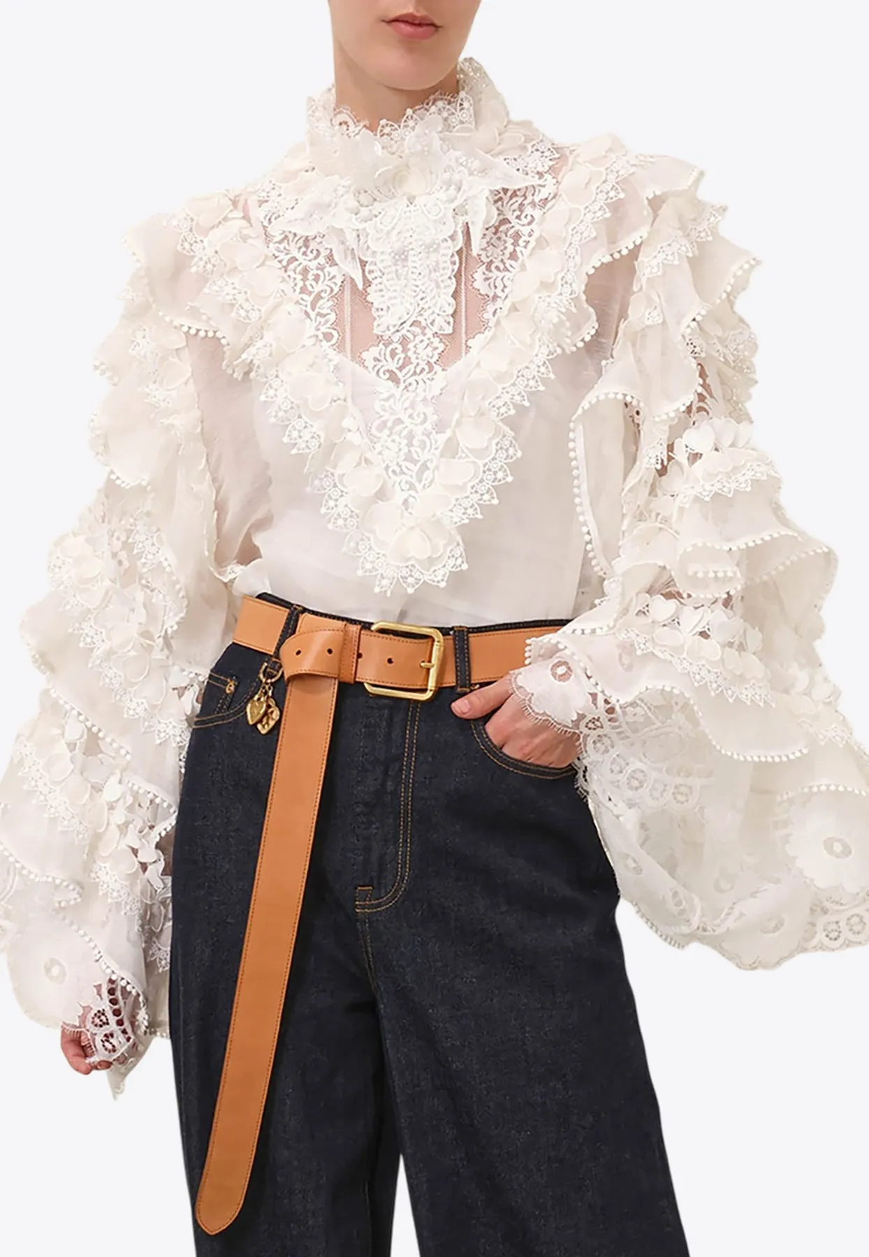 Crush Heart Lace-Trimmed Blouse