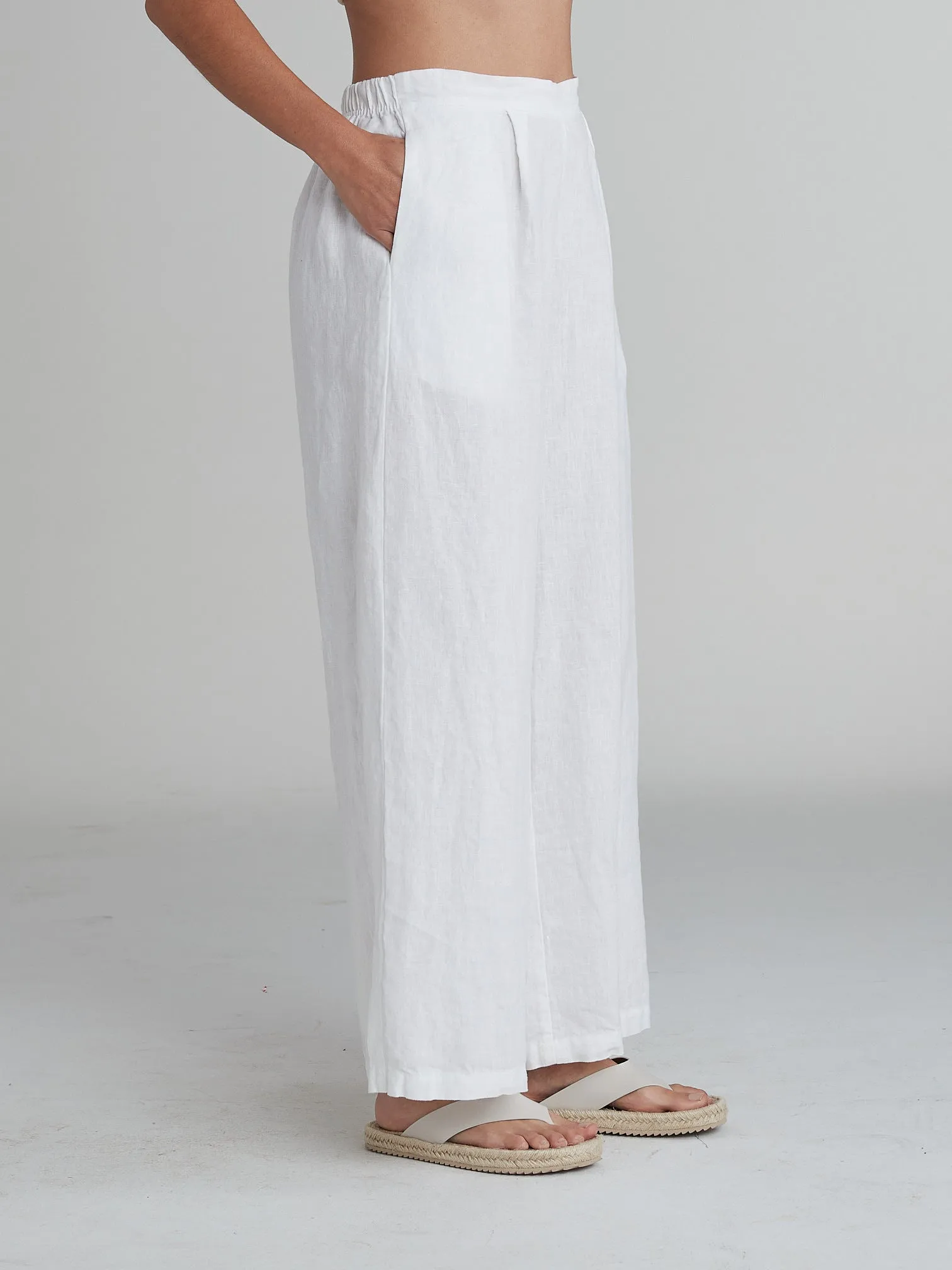 Cut Loose Solid Linen Wide Leg Pant, Style #4402213