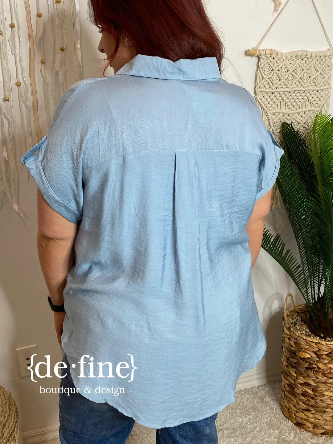 Cute Button Up Short Sleeve Top in 3 Colors - Regular & Curvy