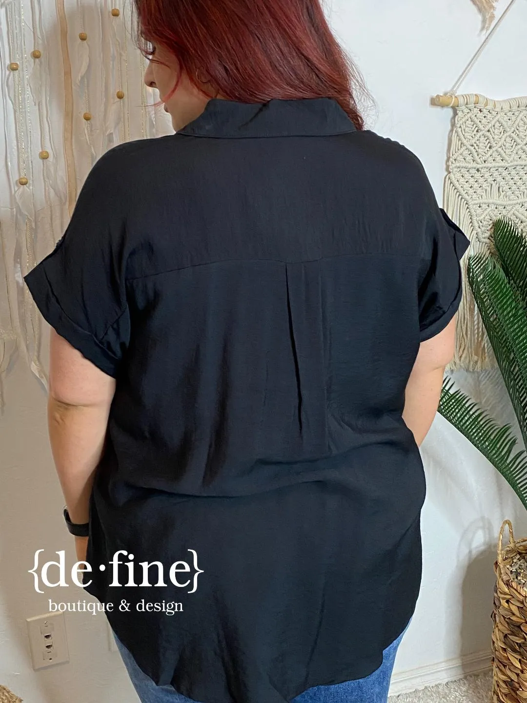 Cute Button Up Short Sleeve Top in 3 Colors - Regular & Curvy
