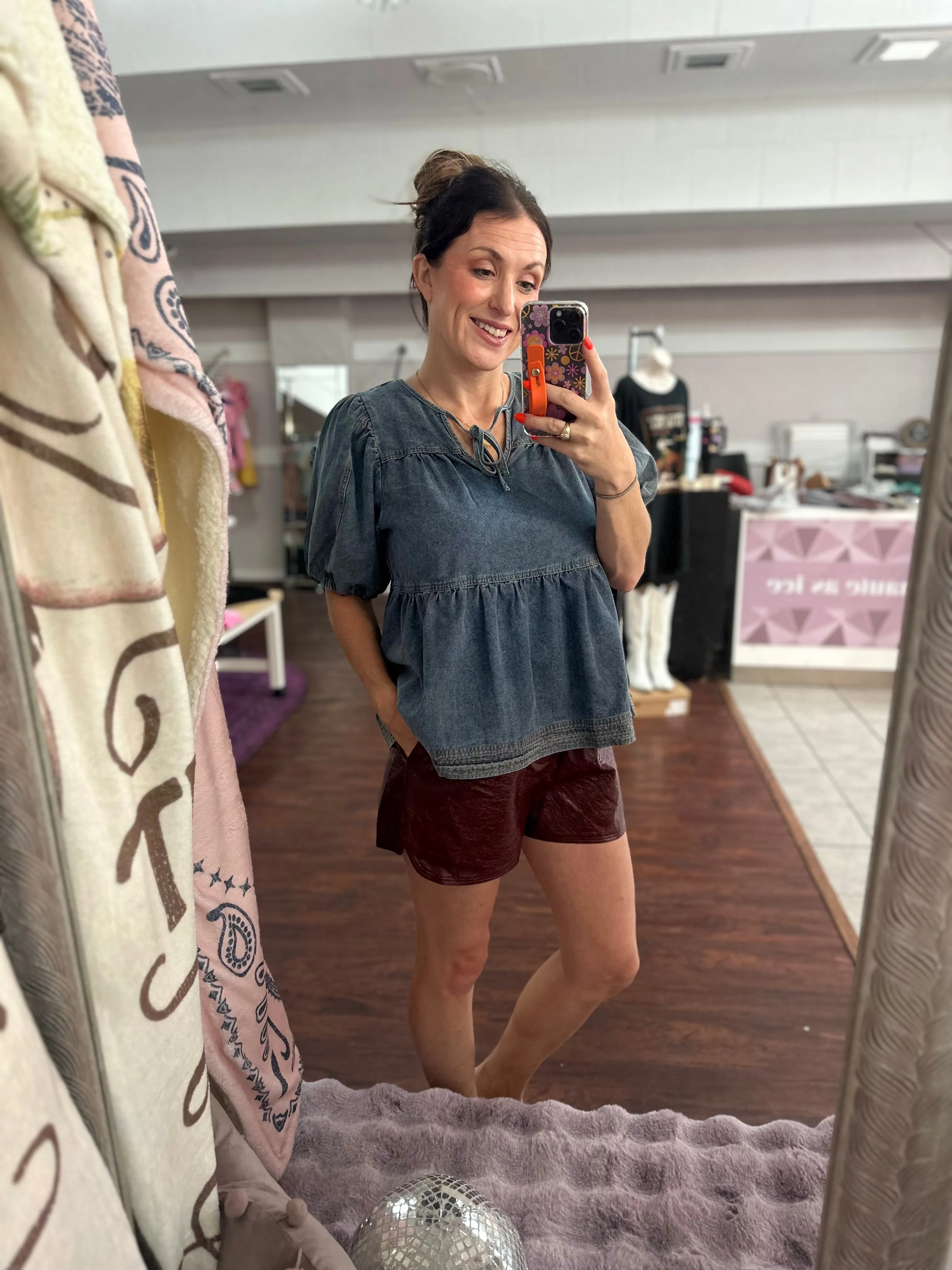 Daily Impulse Denim Top: Medium