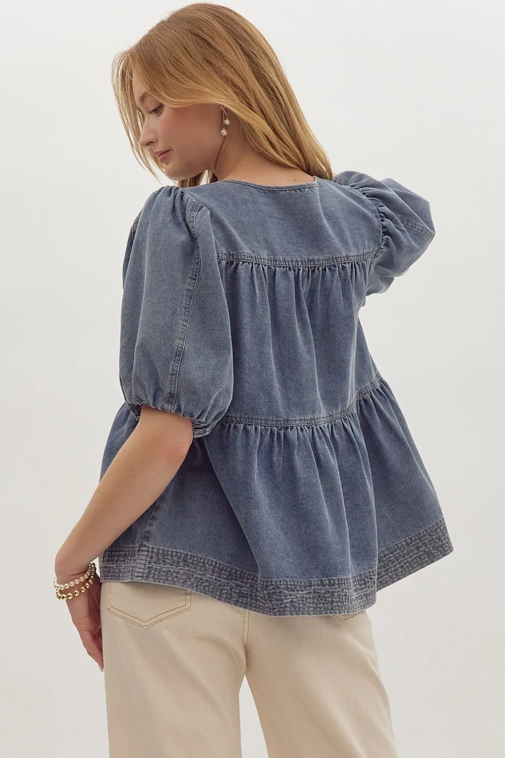 Daily Impulse Denim Top: Medium