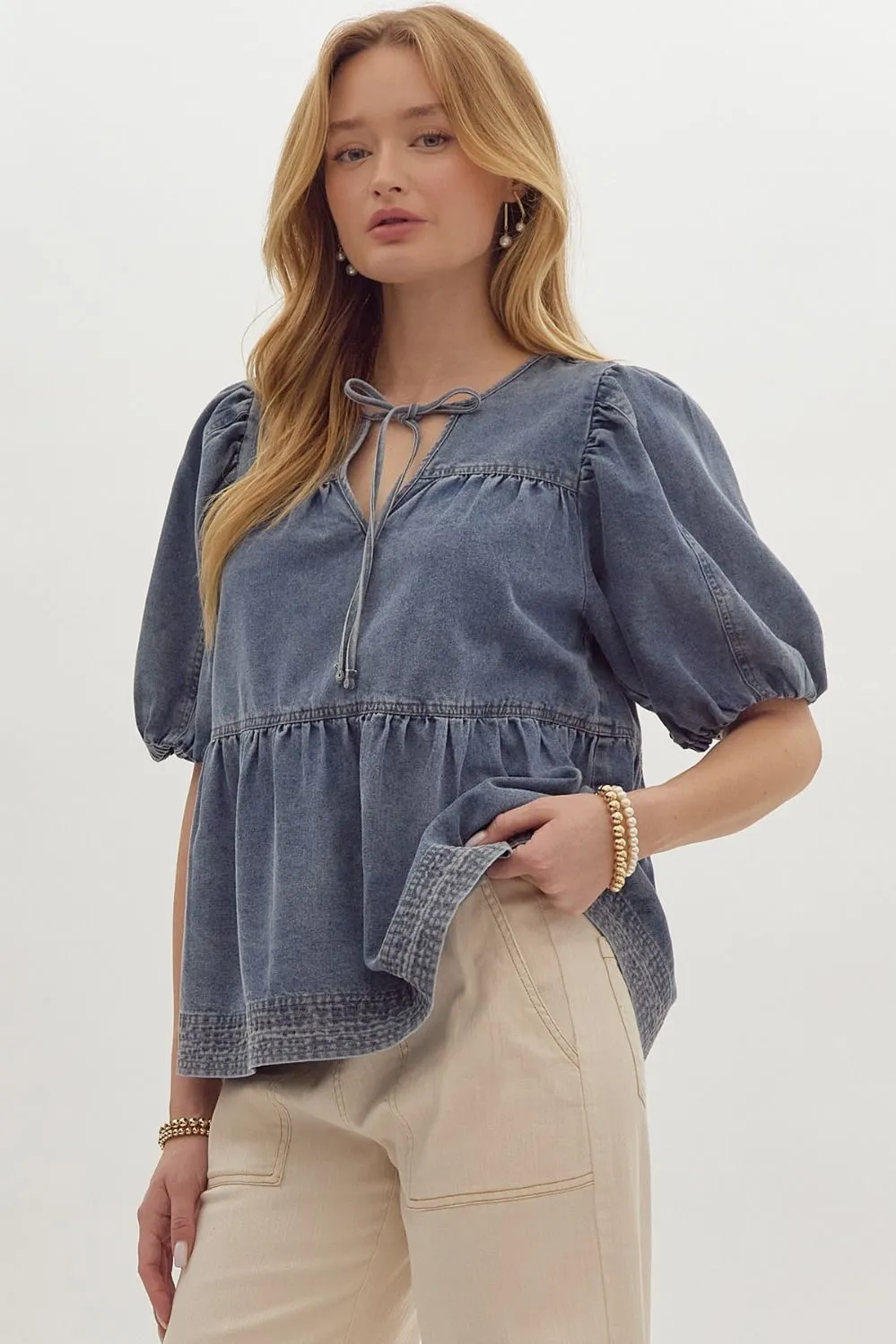 Daily Impulse Denim Top: Medium
