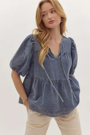 Daily Impulse Denim Top: Medium