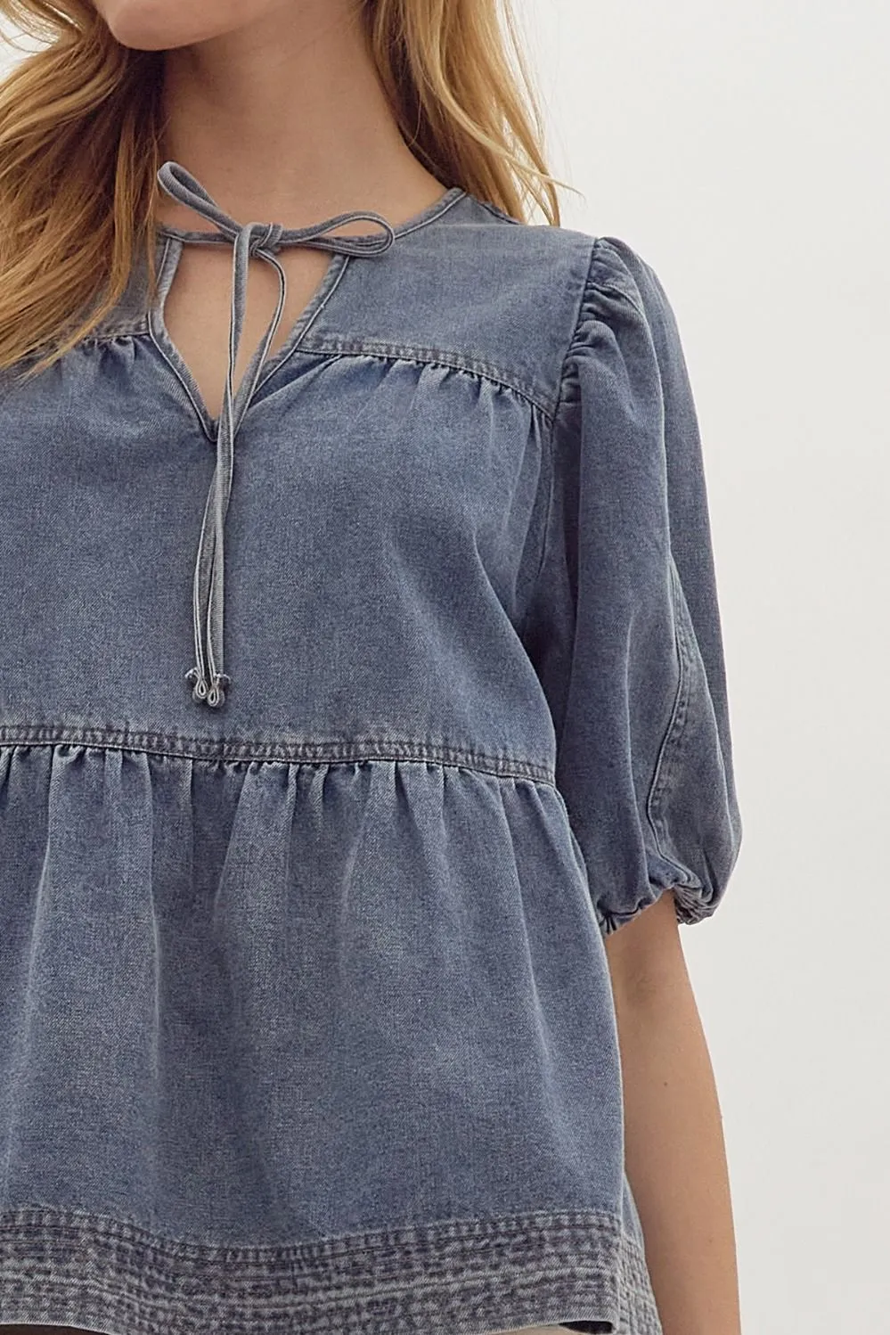 Daily Impulse Denim Top: Medium
