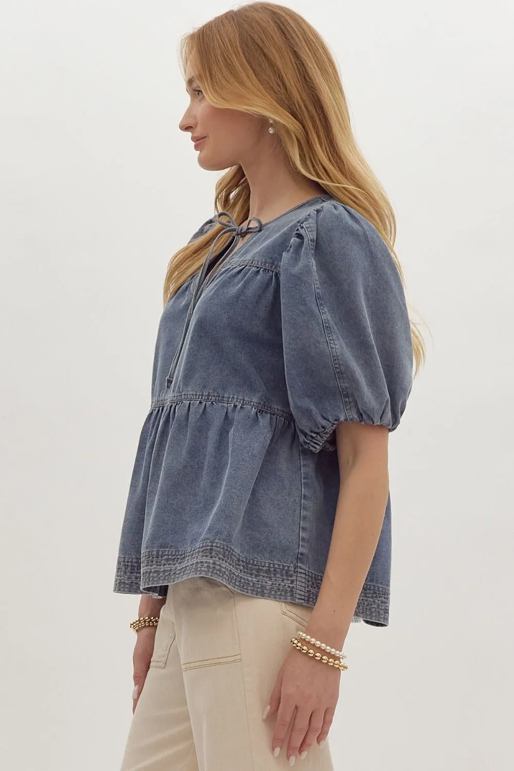Daily Impulse Denim Top: Medium