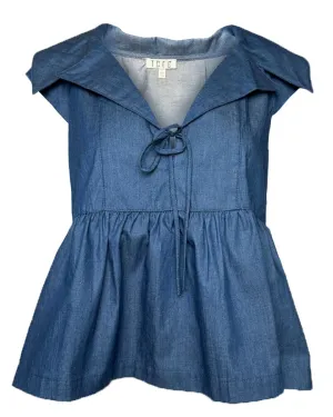 Denim Collared Peplum Top