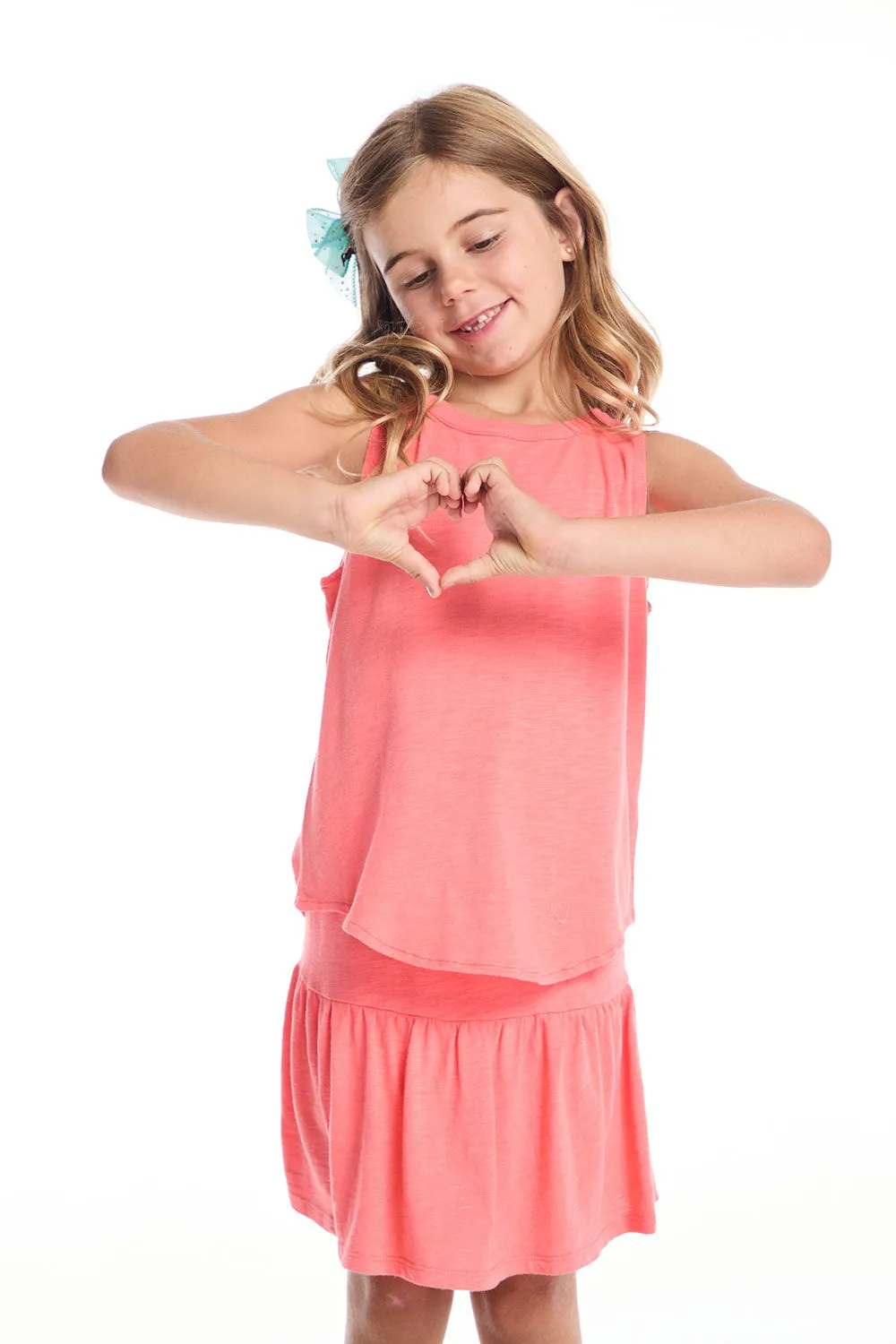 Devin Electric Coral Girls Muscle Tee