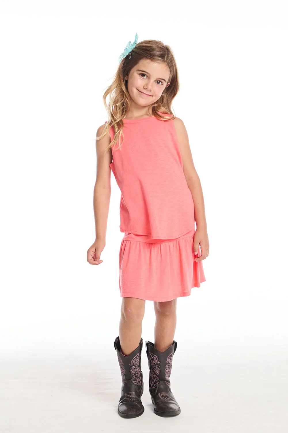 Devin Electric Coral Girls Muscle Tee