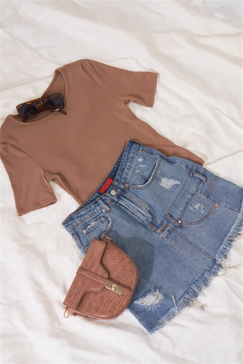 Distressed Denim Mini Skirt | Medium Blue