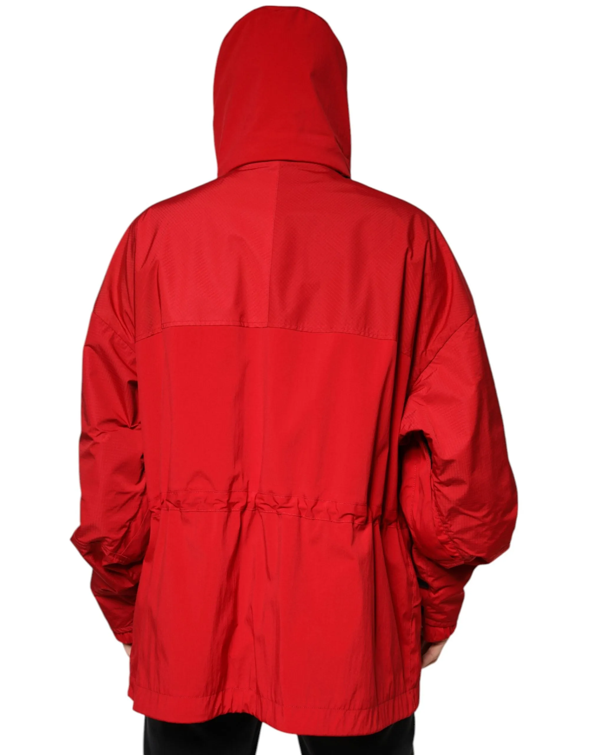 Dolce&Gabbana Men Red Parka Jacket Nylon Full Zip Casual Hooded Bomber IT 58 3XL